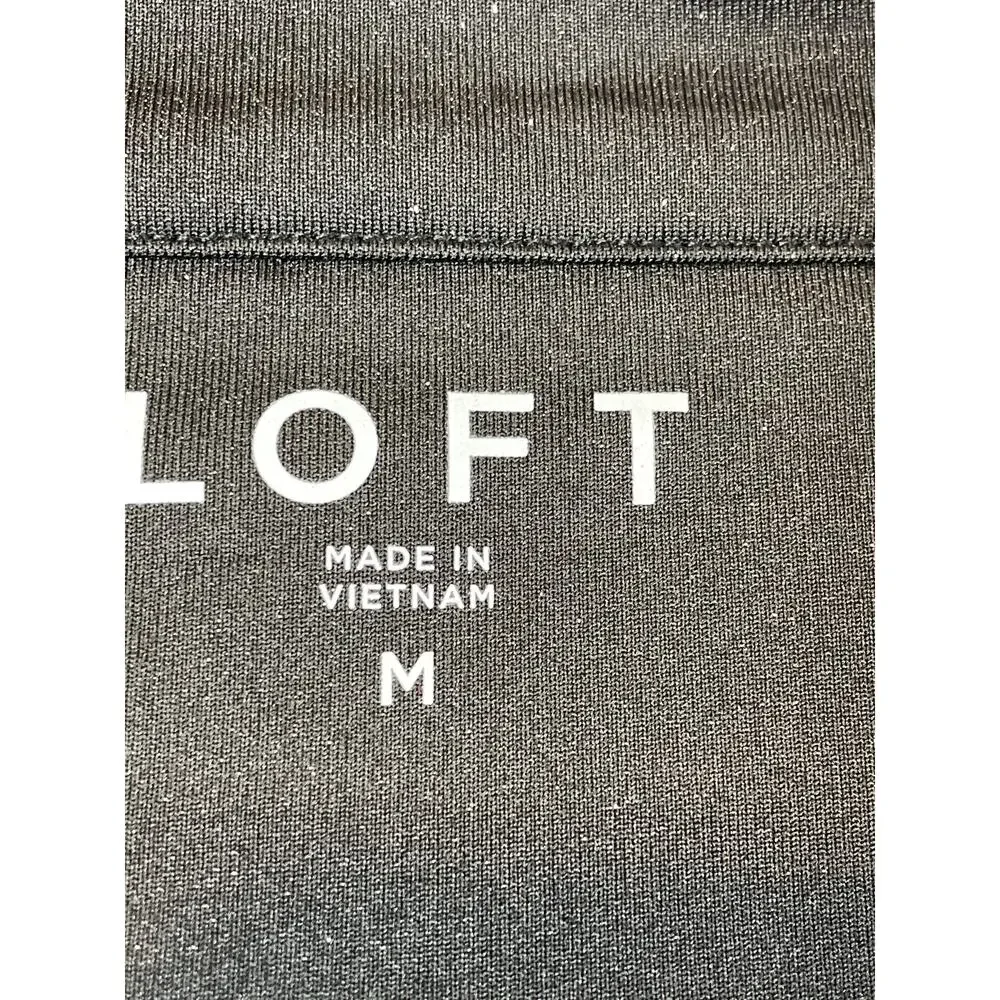 Loft Size M Black Long Sleeve Top with Silver Sparkle Detail